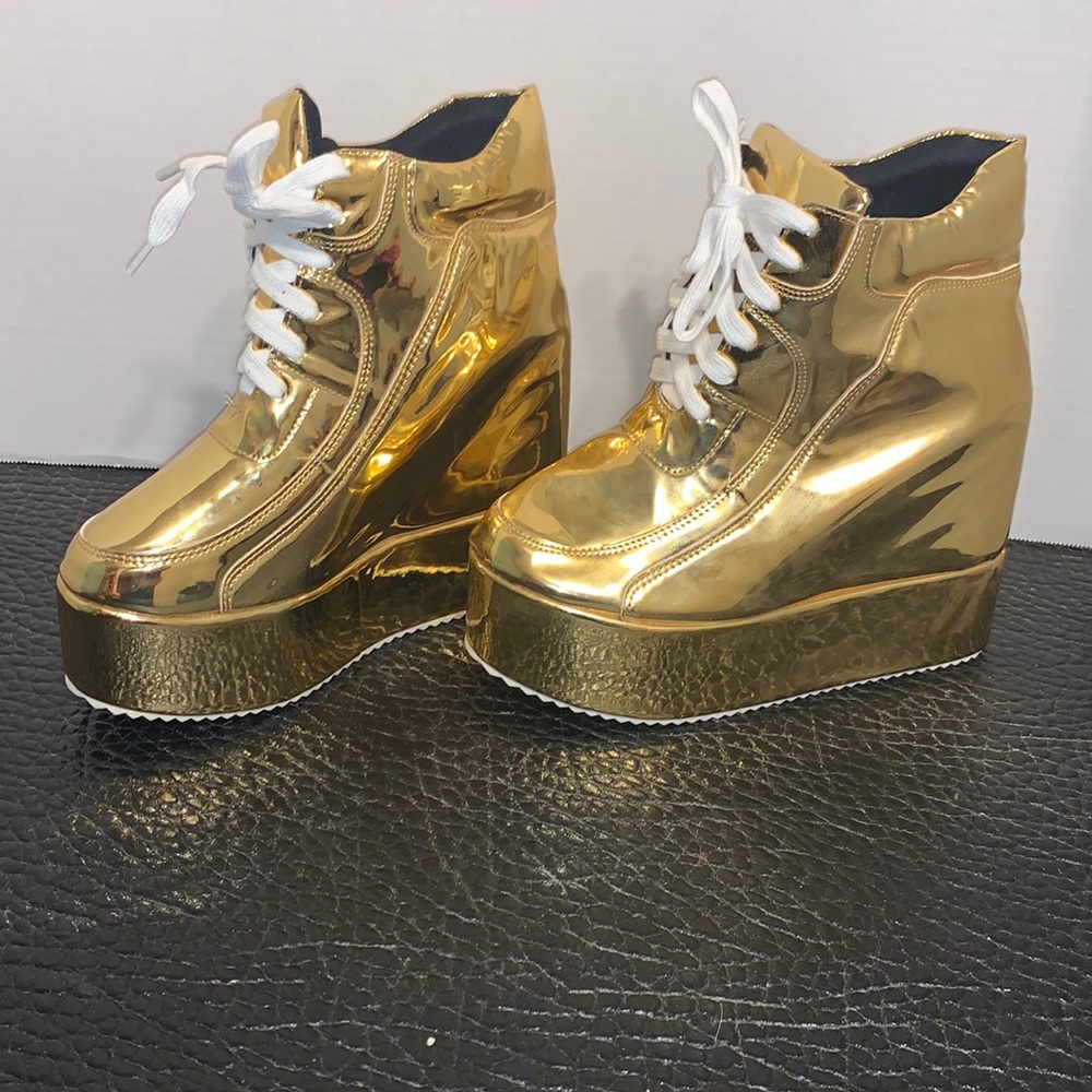 Gold platform shoes